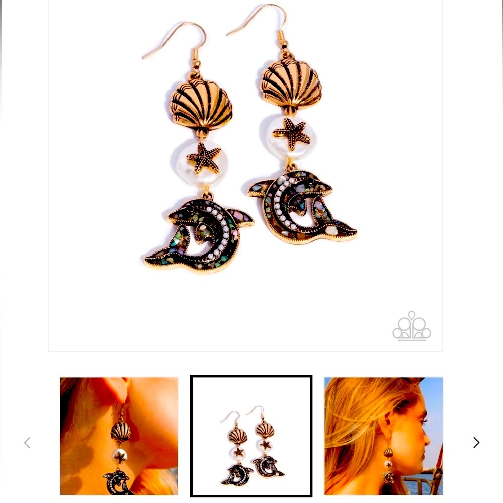 🐬⚪️🐚 “DELIGHTFUL DOLPHIN” GOLD EARRINGS ~ PAPARAZZI❗️ BEAUTIFUL❗️🐚⚪️🐬 - Picture 5 of 7